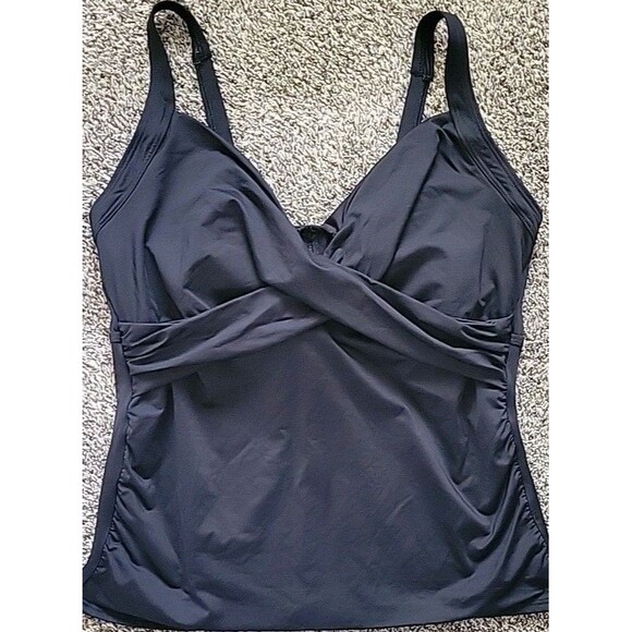 Swim Top Black 16 DDD Wrap Front Solid Lands End Women's Adjustable Straps S301 - Picture 8 of 8